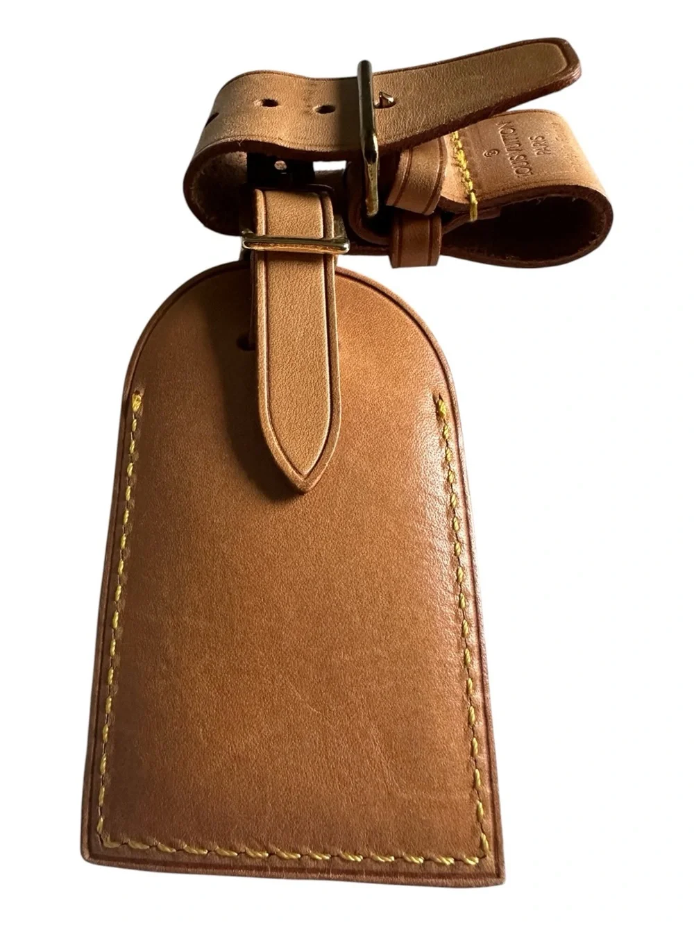 Vintage Louis Vuitton Vachetta Luggage Tag Honey Patina Made in France